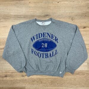 Vintage Russell Athletic Weidner University Sweatshirt Grey Blue Athletic Boxy